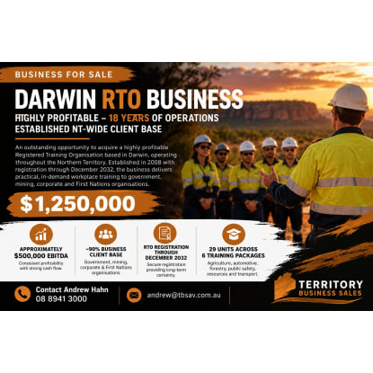 Highly Profitable NT RTO Business 18 Years Operations