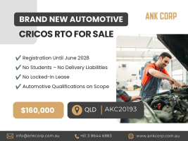 Brand New Automotive CRICOS RTO for Sale | VIC | $160,000