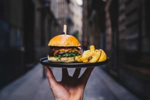 Thriving Burger Shop in Bustling Shopping Strip