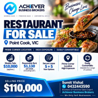 Restaurant for Sale | Prime Corner Location | High Exposure | Easily Convertible – Point Cook