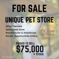 Established Specialty Pet Retail Business  Priced to Sell