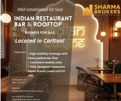 Turnkey 60-Seat Bar & Indian Restaurant Opportunity- Carlton