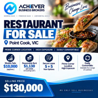 Restaurant for Sale | Prime Corner Location | High Exposure | Easily Convertible – Point Cook