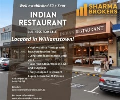 Low Rent 50+ Seat Indian Restaurant - Williamstown!