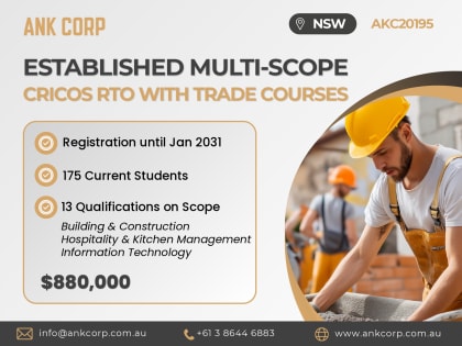 CRICOS RTO with Trade Courses for Sale | NSW | $880,000 |  AKC20195