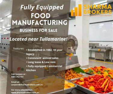 Fully Equipped Food Manufacturing Business  Near Tullamarine