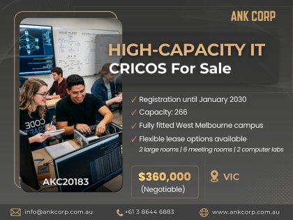 High-Capacity IT CRICOS RTO for Sale | VIC | $360,000 | AKC20183