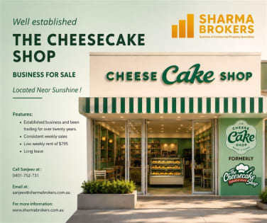 The Cheesecake Shop Franchise For Sale Near Sunshine!