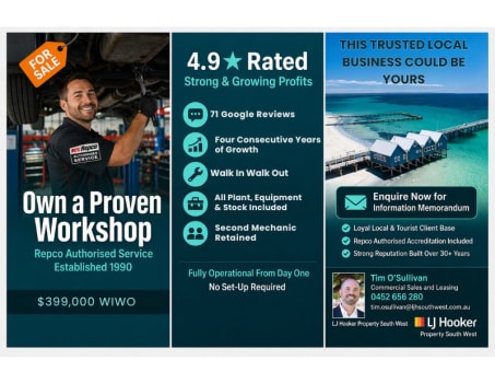 ​Busselton Auto Tech | Repco Authorised | 4.9★ Reviews | Walk In Walk Out $399,000