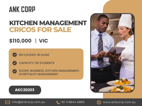 Kitchen Management CRICOS RTO for Sale | VIC | $110,000 | AKC20203