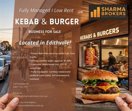 Low Rent Profitable Kebab & Burger Business - Edithvale!