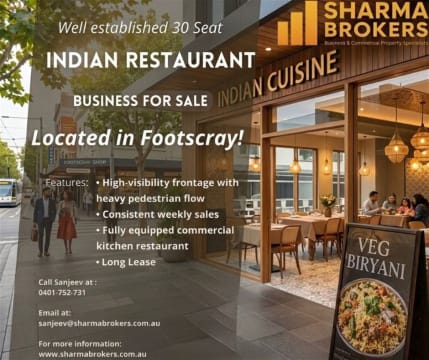 Well-Established Indian Restaurant for Sale - Footscray
