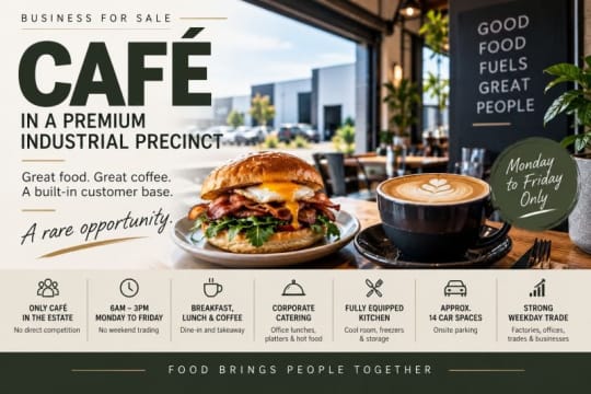 Established 5-Day Café Prime Industrial Precinct Location