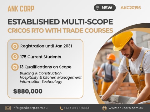 Established Multi-Scope CRICOS RTO for Sale | NSW | $880,000