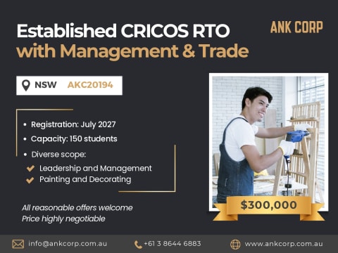 Established CRICOS RTO with Management & Trade Training Scope – NSW
