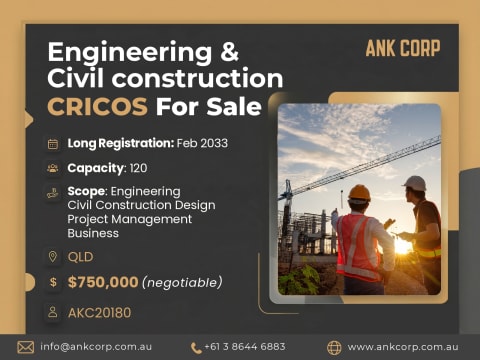 Engineering & Civil Construction CRICOS For Sale | QLD | $750,000