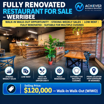 FULLY RENOVATED RESTAURANT FOR SALE | LOW RENT – WERRIBEE