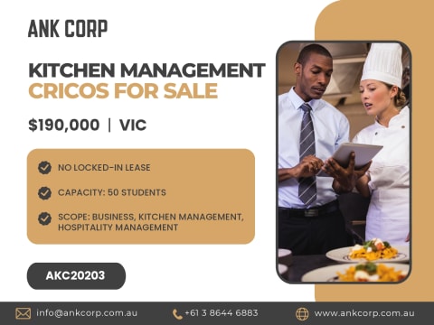 Kitchen Management CRICOS RTO for Sale | VIC | $190,000 | AKC20203