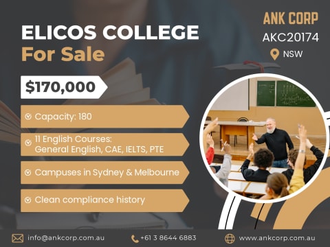 ELICOS College For Sale | NSW | 180 Student Capacity | $170,000 | AKC20174