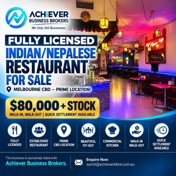 Fully Licensed Indian/Nepalese Restaurant for Sale – Melbourne CBD – Prime Location!