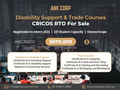 Disability Support & Trade CRICOS for Sale | VIC | 237 Capacity | AKC20202
