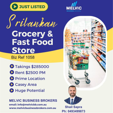 Srilankan Grocery and Takeaway Cheap Rent Casey Area
