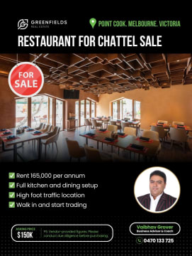 Restaurant for Chattel Sale  Point Cook. Melbourne. Victoria