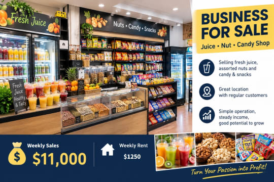 Candy nut juice shop business for sale South Yarra Cremore open 5 days pw only high profit