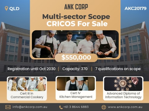 Multi-Sector Scope CRICOS For Sale | QLD | 370 Student Capacity | $550,000
