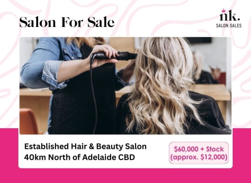 Established Hair & Beauty Salon, 40km North Adelaide CBD