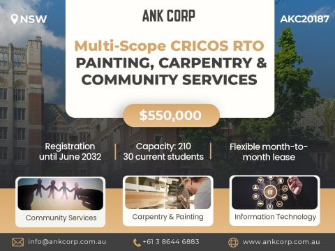 Trade-Focused CRICOS RTO for Sale | Carpentry, Painting & Community Services | NSW | $550,000
