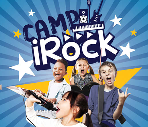 summer camp irock promotional image students holding instruments