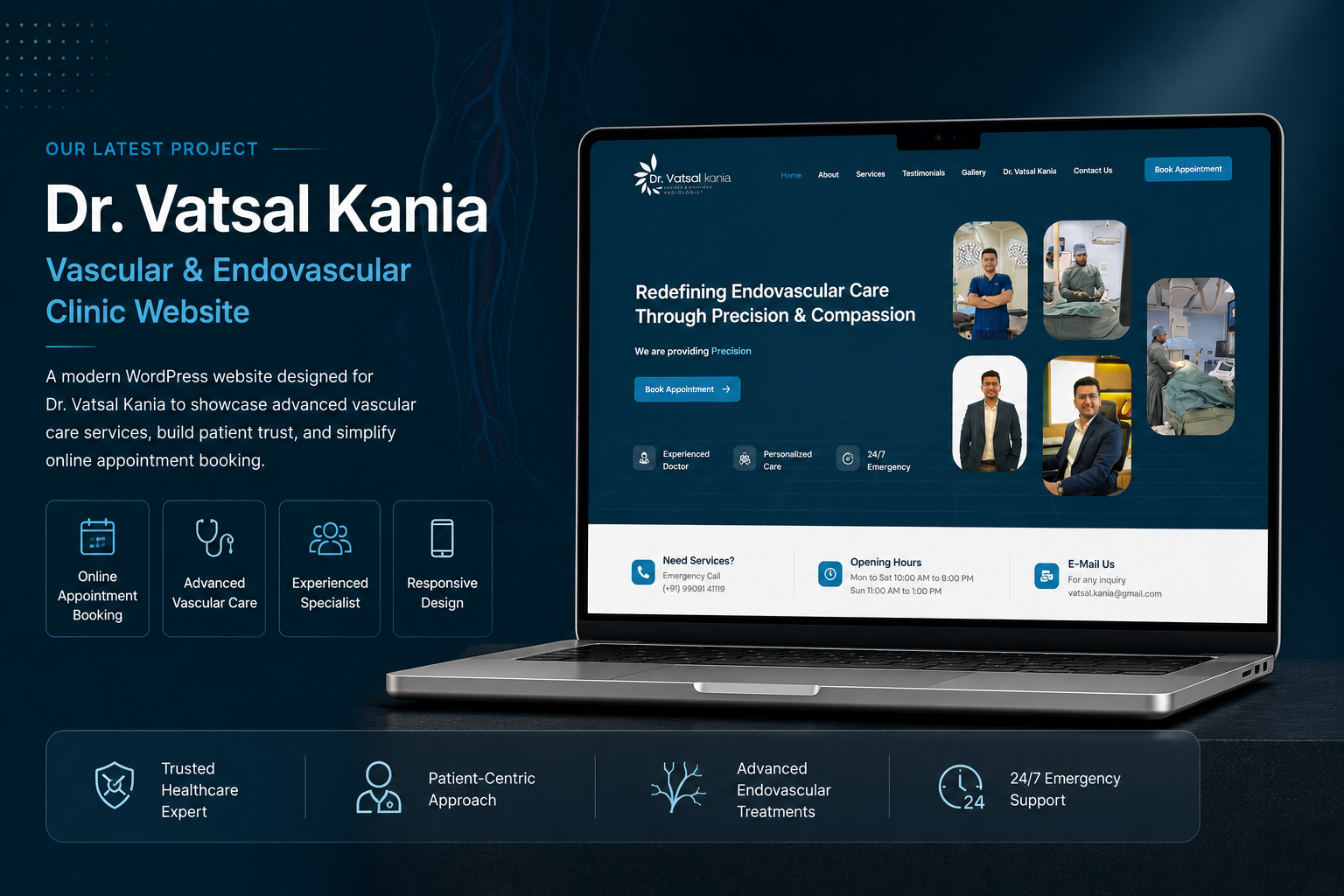 Dr. Vatsal Kania - Vascular & Endovascular Clinic Website mockup