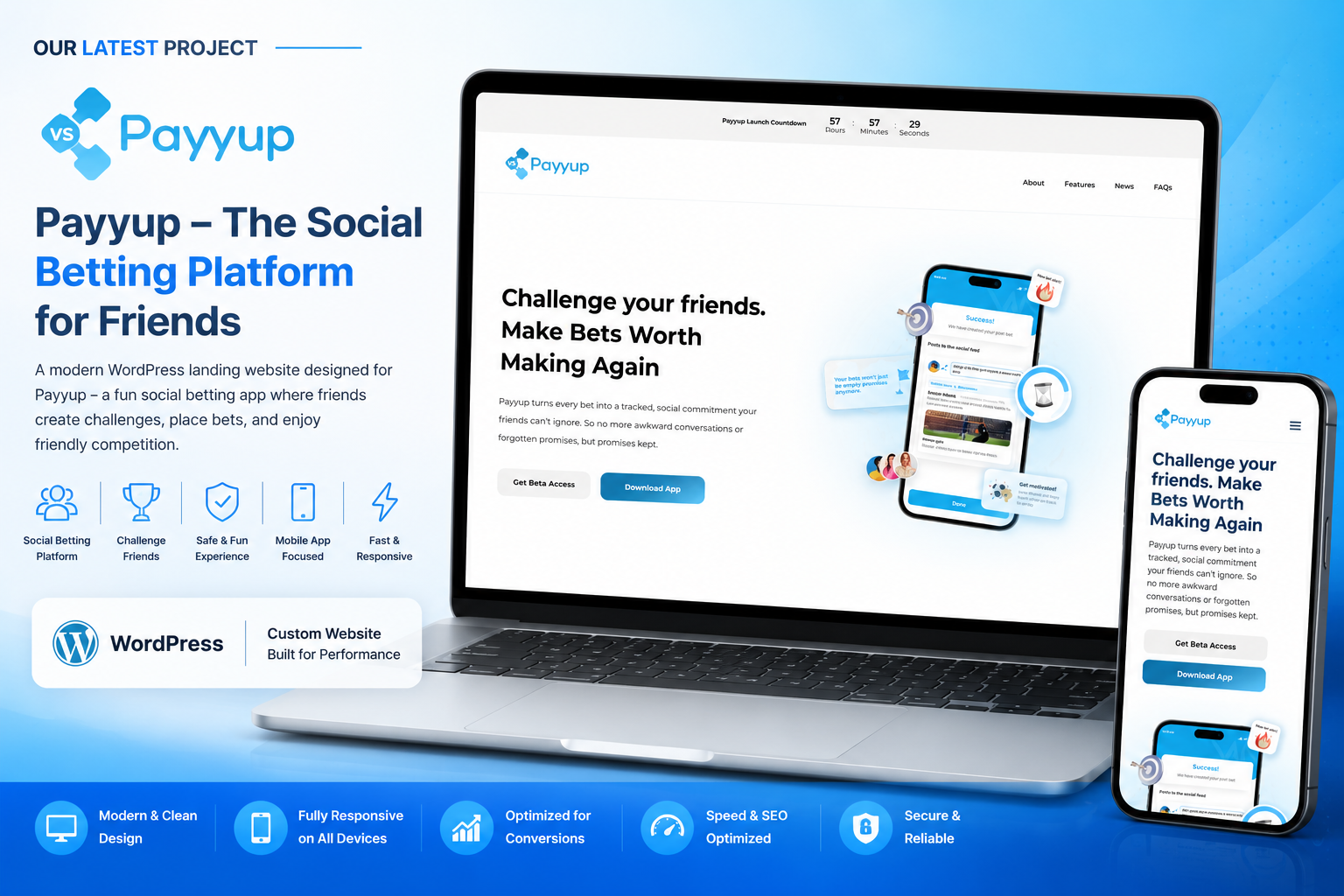 Payyup – Social Betting Platform & Landing Website mockup