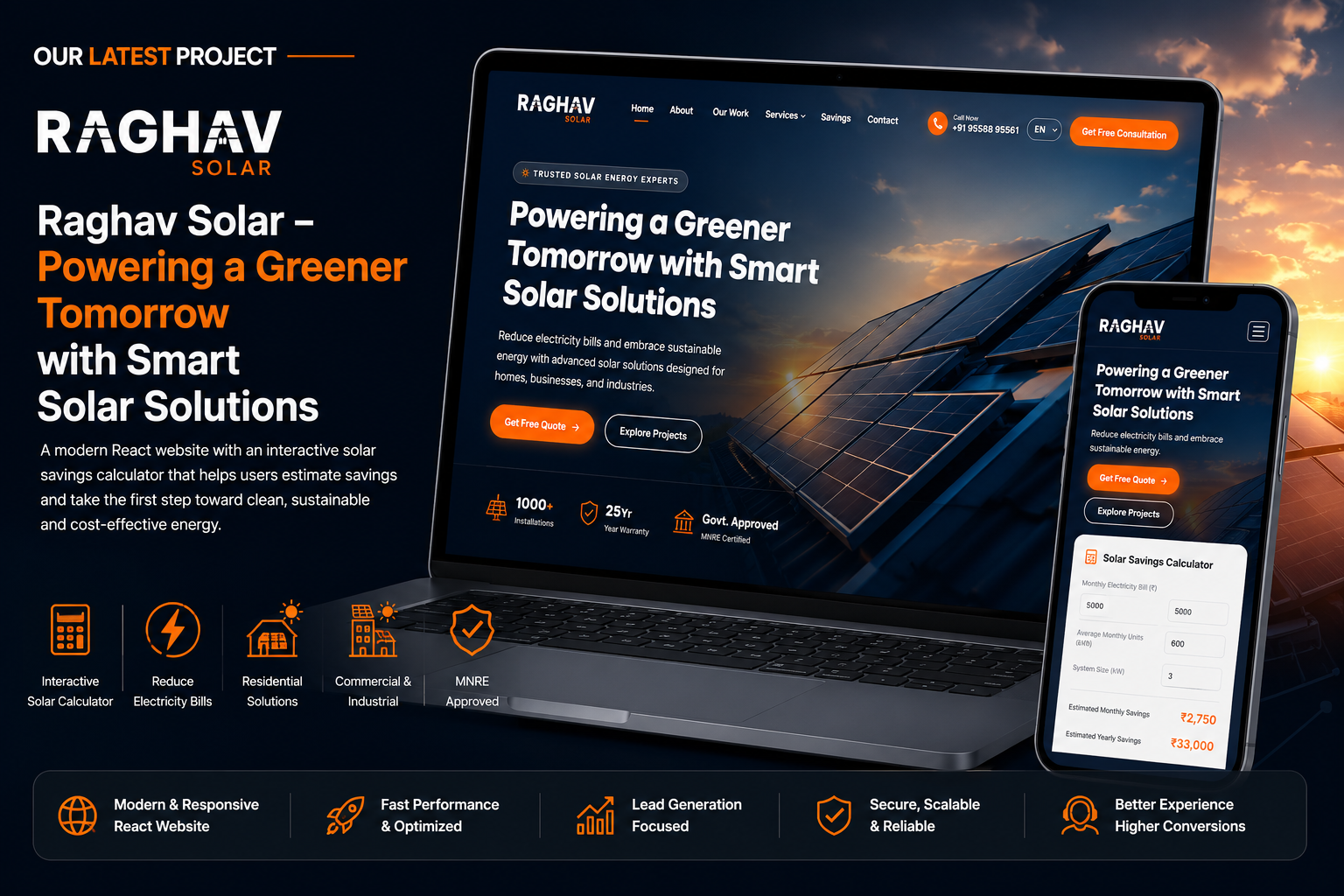 Raghav Solar – Smart Solar Solutions Website mockup