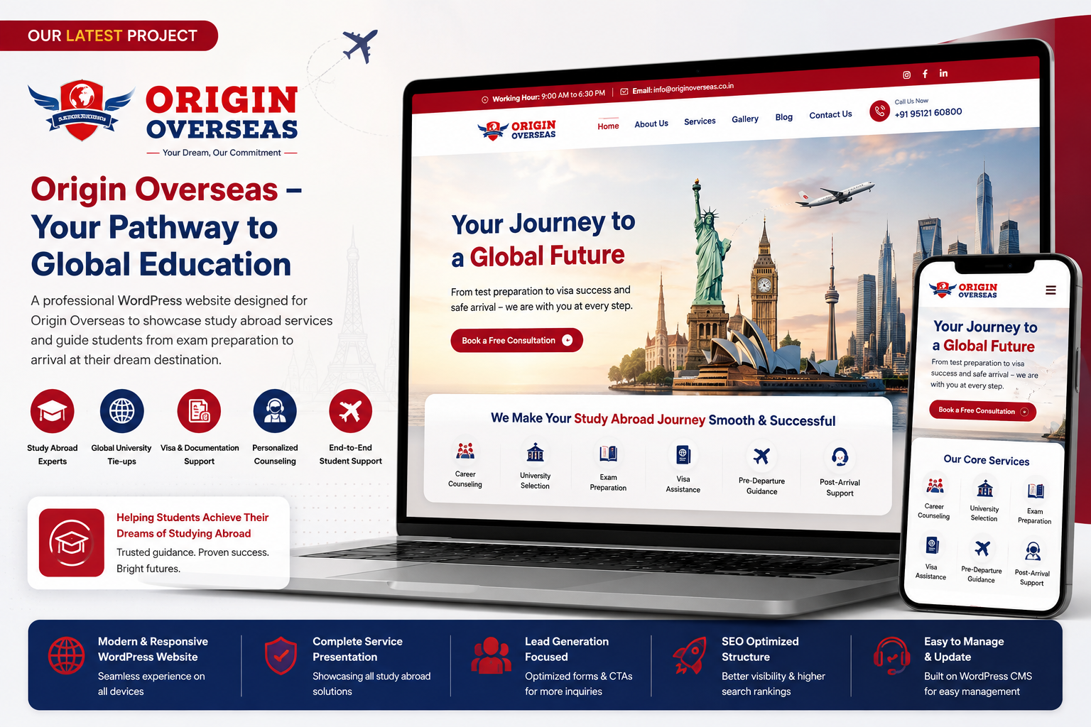 Origin Overseas – Study Abroad Consultancy Platform mockup