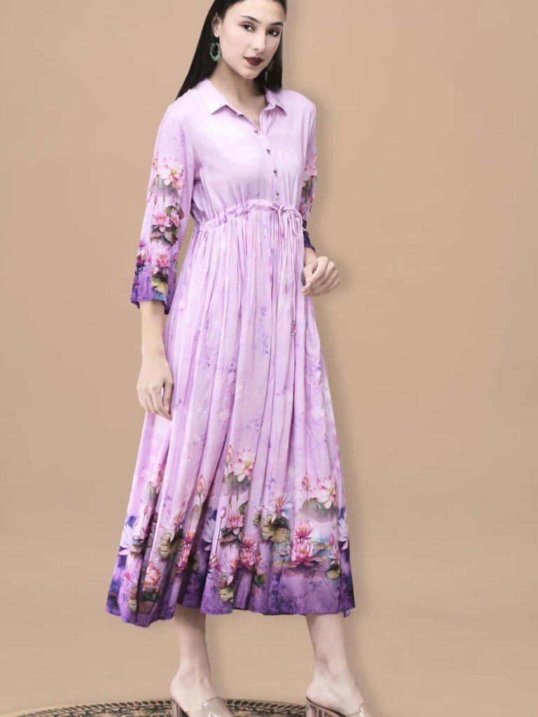 Women Lilac Floral Print Dress