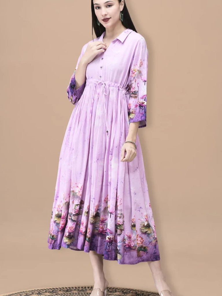 Women Lilac Floral Print Dress