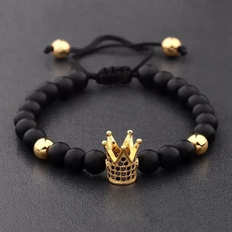 Pulso de piedras naturales Onix con corona del Rey - Imagen 1