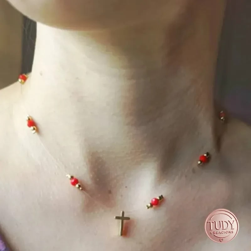 Collar invisible con dige de cruz - Imagen 1