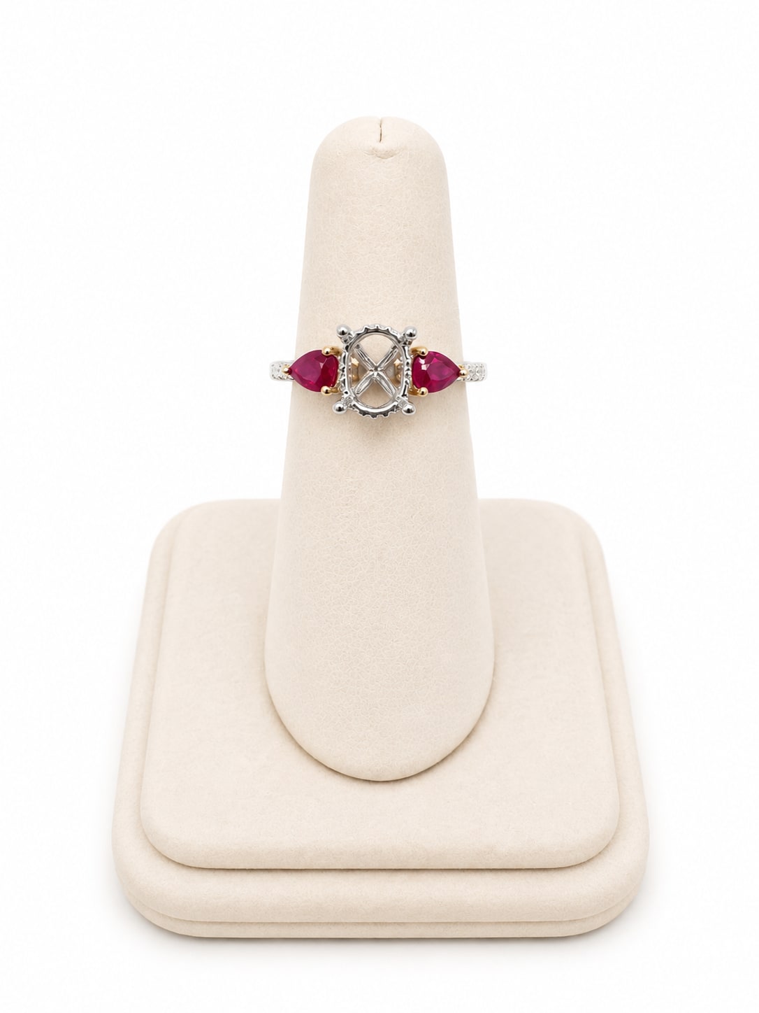 Yellow Gold Diamond & Ruby Semi-Mount Ring