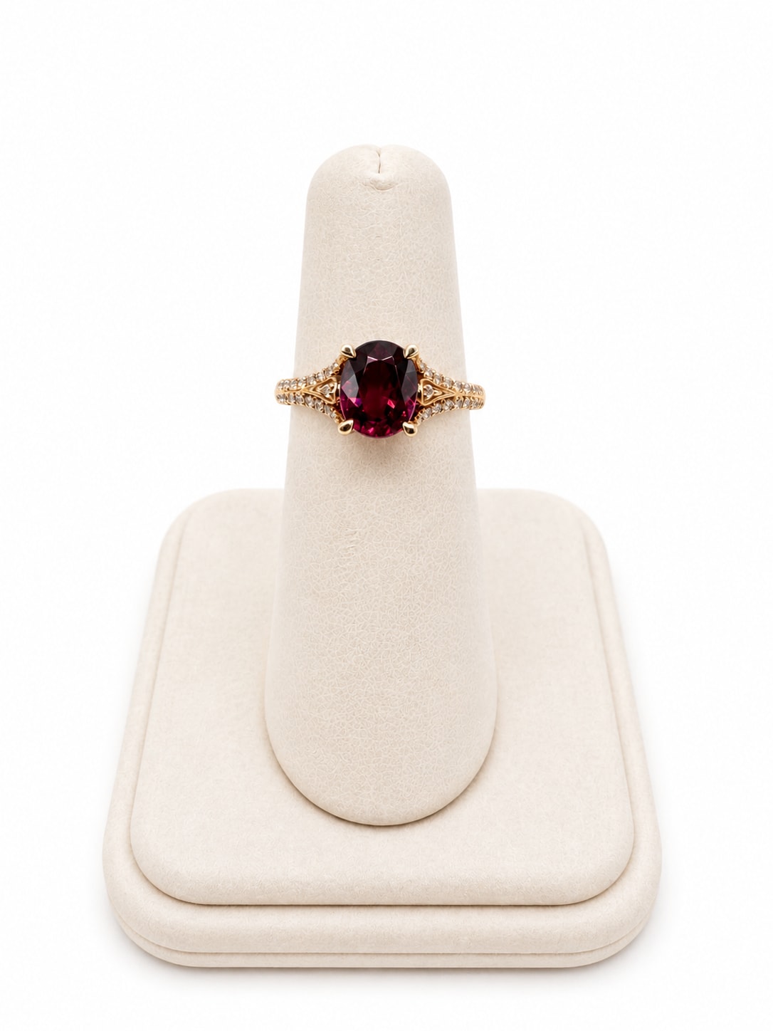 Rose Gold Diamond & Oval Garnet Ring