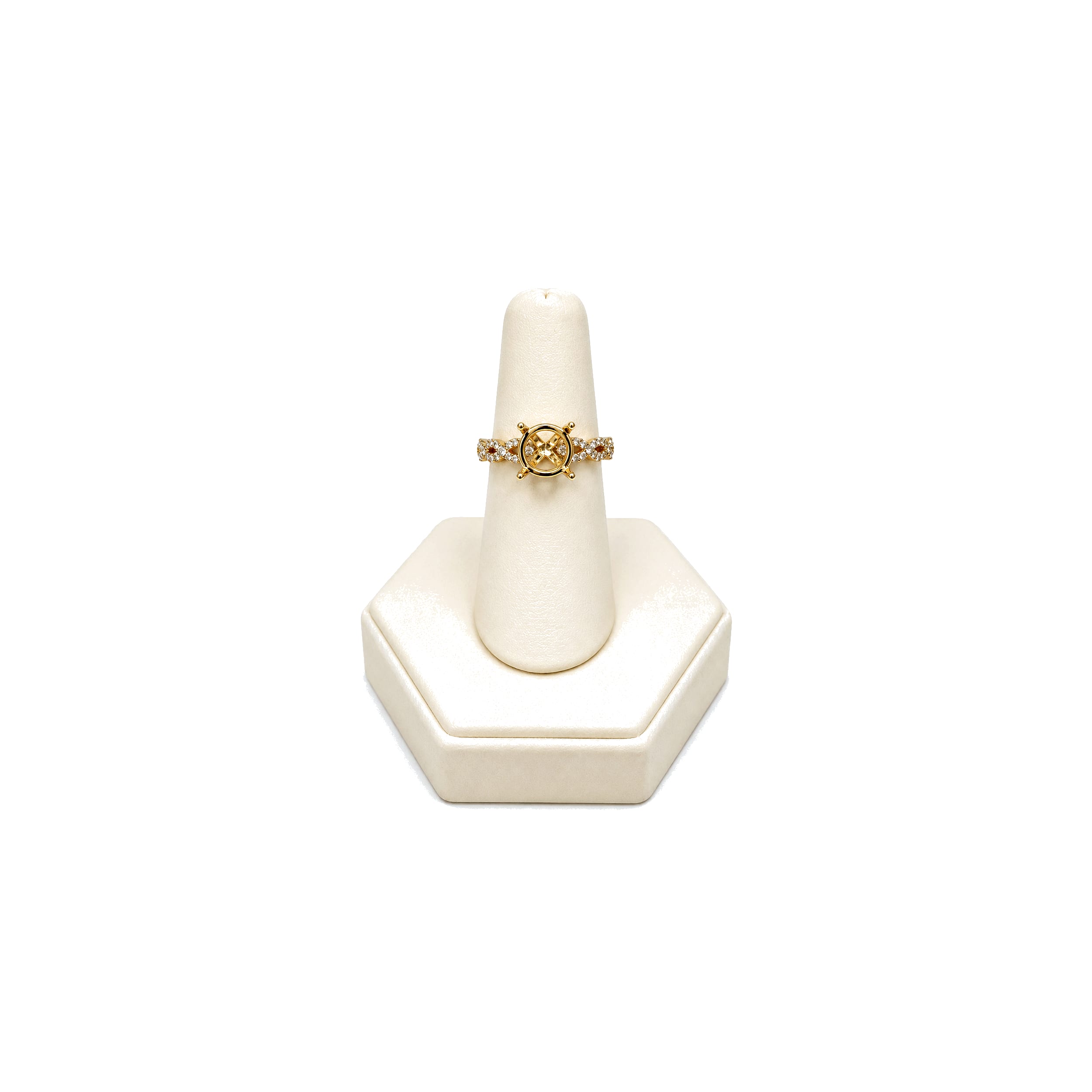 Yellow Gold Diamond Double Twist Shank Semi-Mount Engagement Ring