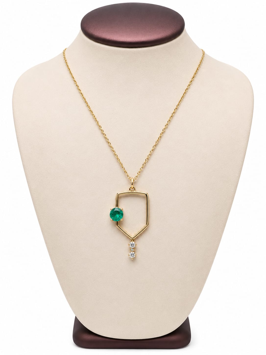 Yellow Gold Diamond & Emerald PickleBall Necklace