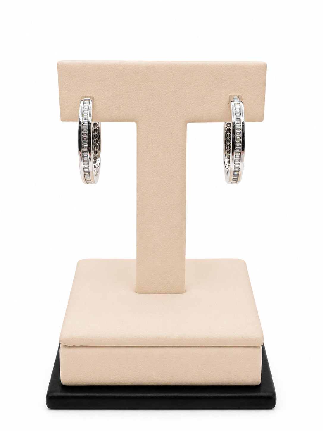 White Gold Baguette Diamonds Hoop Earrings