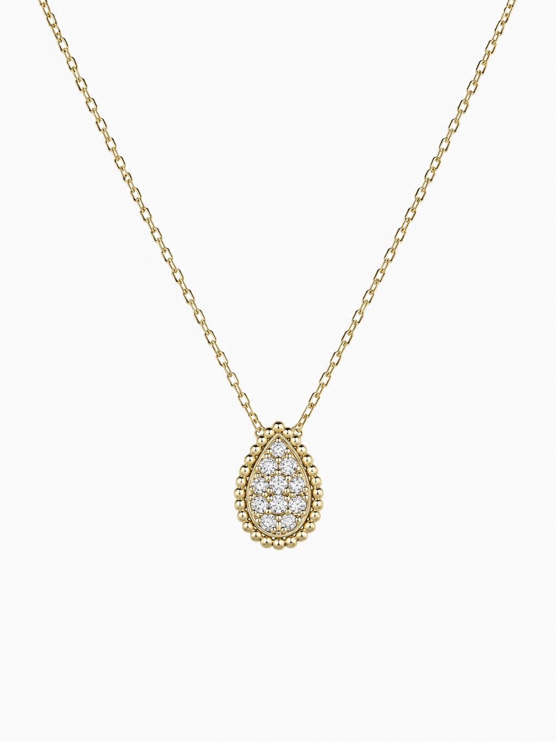 Yellow Gold Diamond Cluster Pear Necklace
