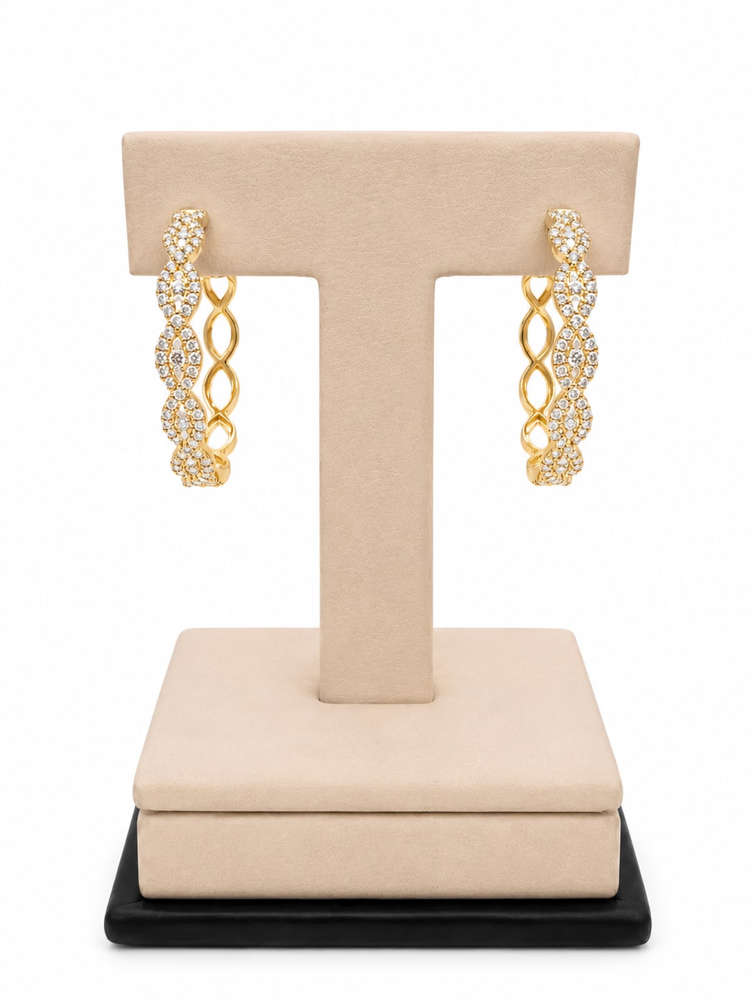 Yellow Gold Diamond Twist Fancy Hoop Earrings