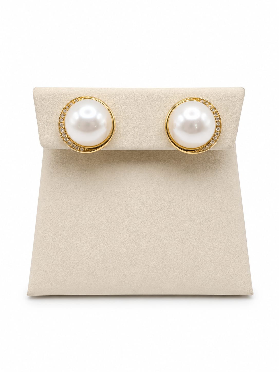 Yellow Gold Diamond & Fresh Water Pearl Earrings