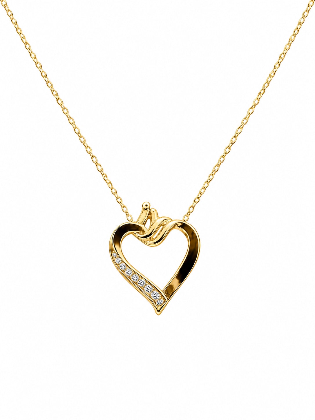 Yellow Gold Twist Heart Diamond Necklace