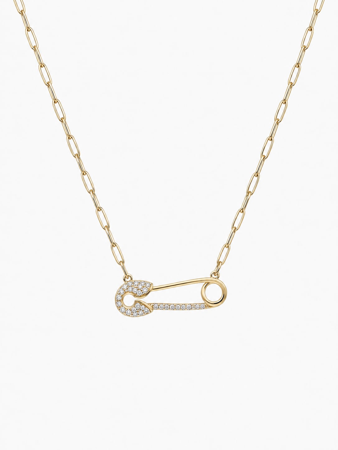 Yellow Gold Diamond Paperclip Necklace